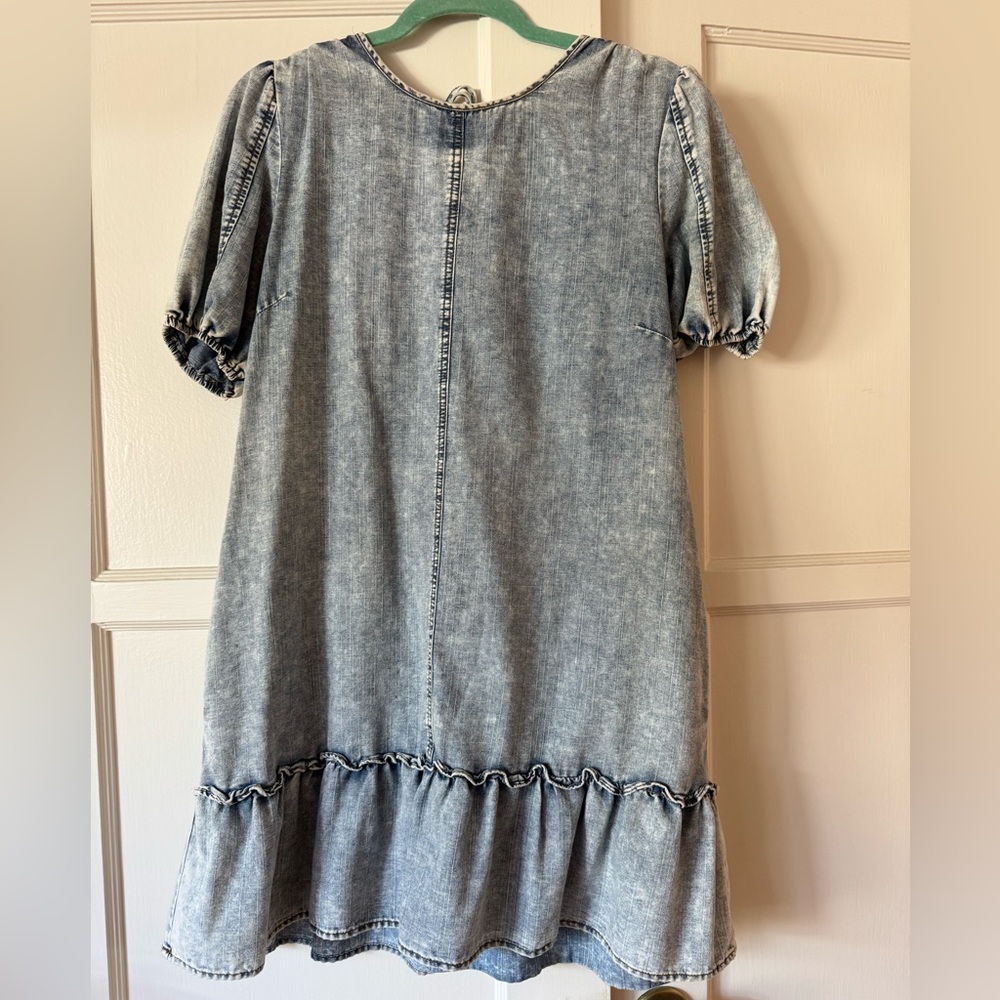 Women's Washed Denim Mini Dress - Light Blue